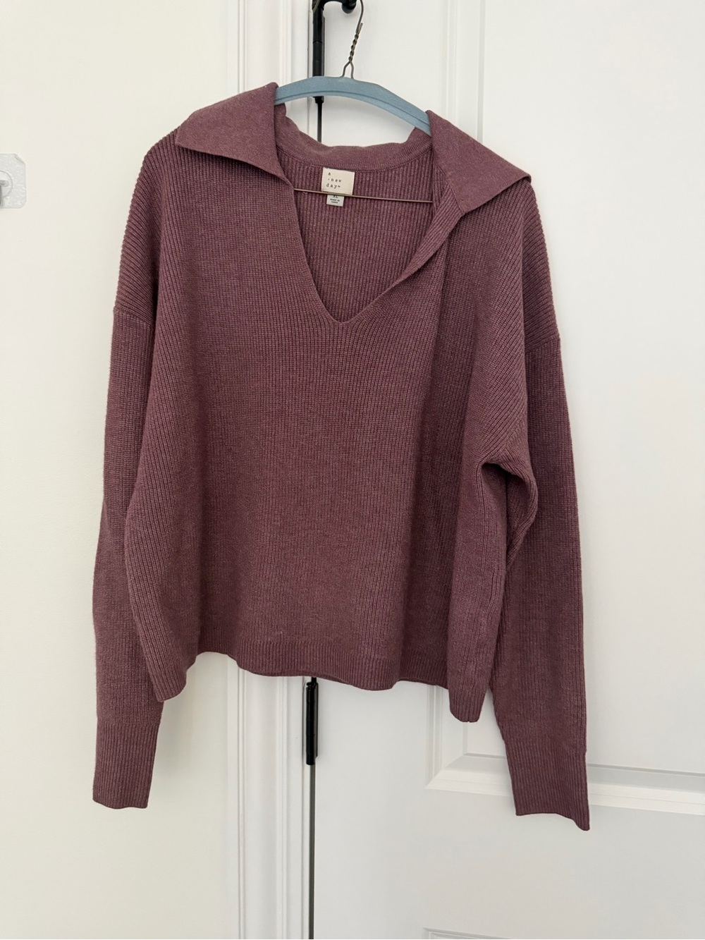 a new day Mauve Collared V-Neck Sweater